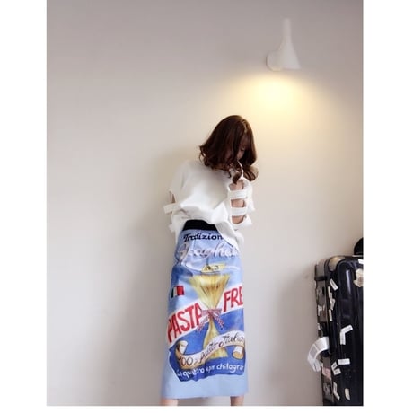 ビンテージ風イタリアプリントロングスカート