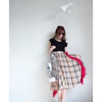 リメイク風チェックプリーツスカート・レッド