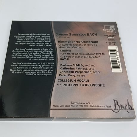 J.S.BACH:Himmelfahrts-Oratorium/Herreweghe