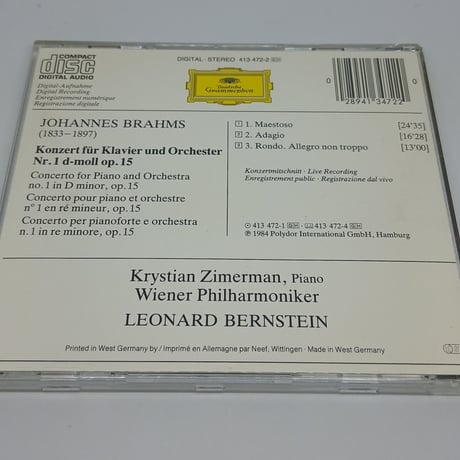 Brahms:Piano concerto No.1/Leonard Bernstein