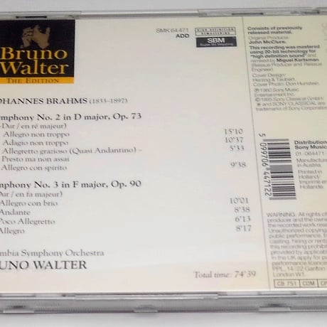 Bruno Walter The Edition - Brahms: Symphony No.2&3