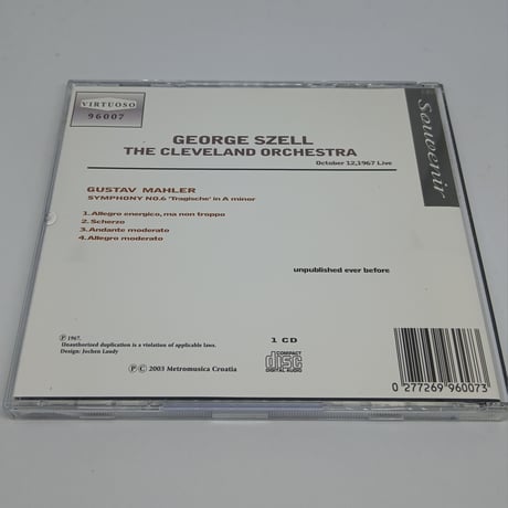 Mahler:Symphony No.6/George Szell