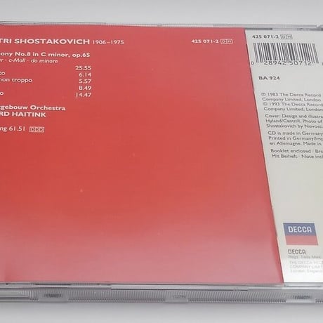 Shostakovich: Symphony No.8/Bernard Haitink