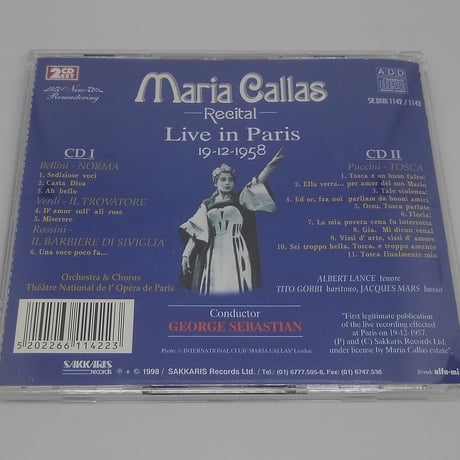Maria Callas/Live in paris 19-12-1958