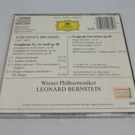 Brahms:Symphonie No.4/Vienna Philharmonic,Leonard Bernstein