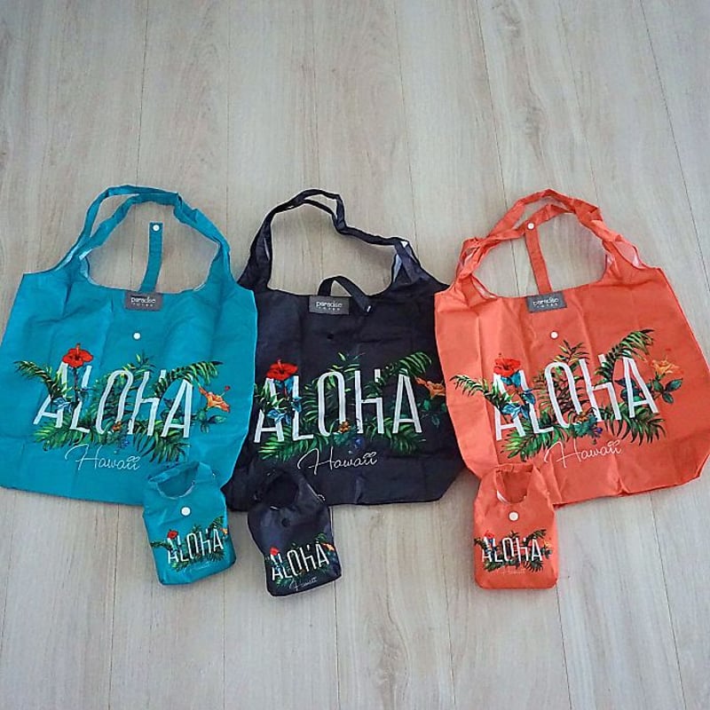 ハワイ Aloha フローラル エコバッグ 収納ポーチ付き | Sunny days