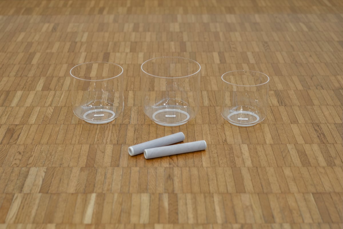 明るい3つのクリスタルボウルセット・ケースつき（C#・F・G#