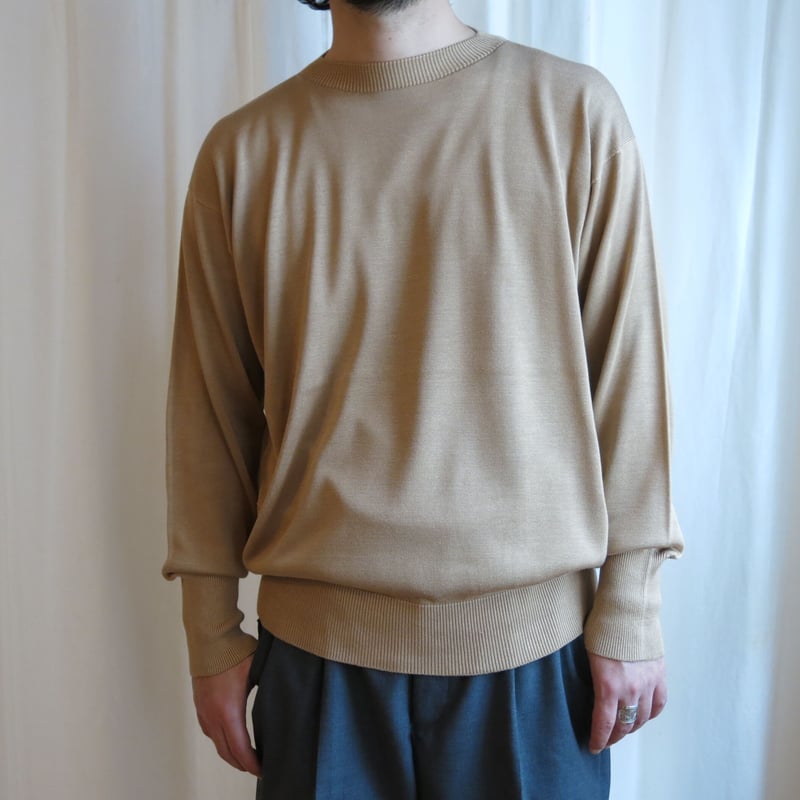 トップス Olde H & Daughter SILK PLAIN CREW NECK Olde H & Daughter SILK PLAIN STITCH CREW NECK P