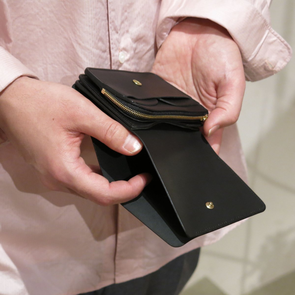 forme Short Wallet Black×Black - 折り財布