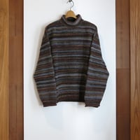 reverve / multi border mock neck sweater / gray