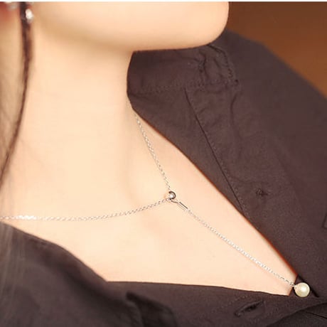 925シルバー パールストーンネックレス アクセサリー【ネックレス シンプル ストーン ゴールド/シルバー】