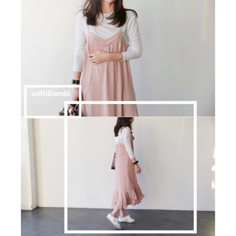 フレアワンピ キャミワンピ　スリット 春服 レディース ロング丈ブラウス　ワンピース