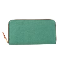 W02 "千菱" ラウンド長財布 / 尾道帆布 グリーン