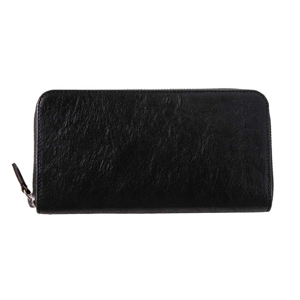 L001 “千菱” ラウンド長財布 / 栃木レザーWコガシ 黒 | FUKUNARY