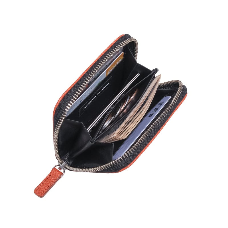 ML074 ミニマム財布(ラウンド) / 本革バスケ オレンジ | FUKUNARY