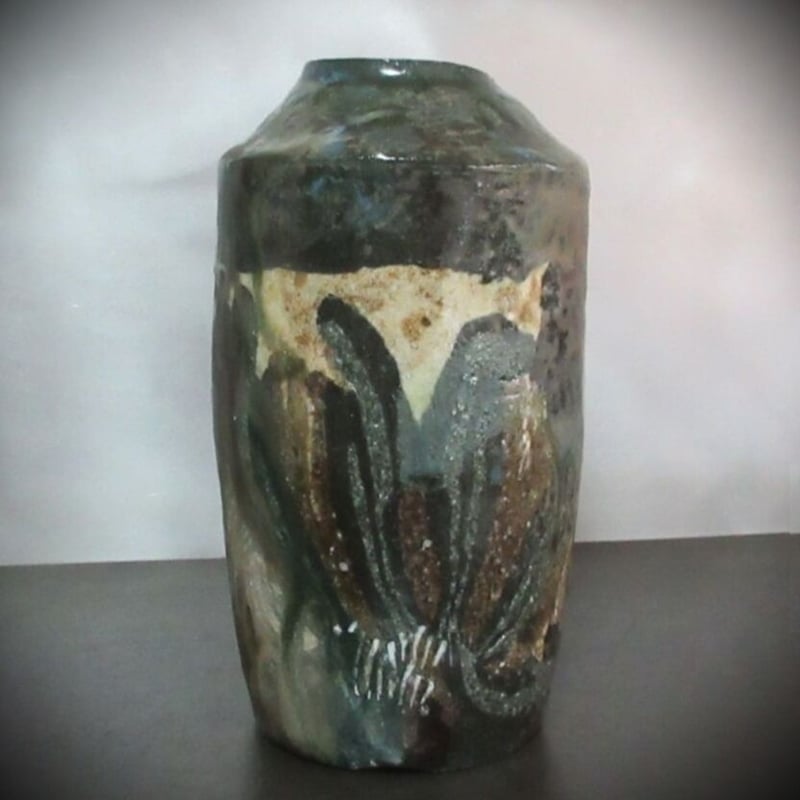 練り込み焼き締め一輪挿し《S花1ny2》 | ohshimagama