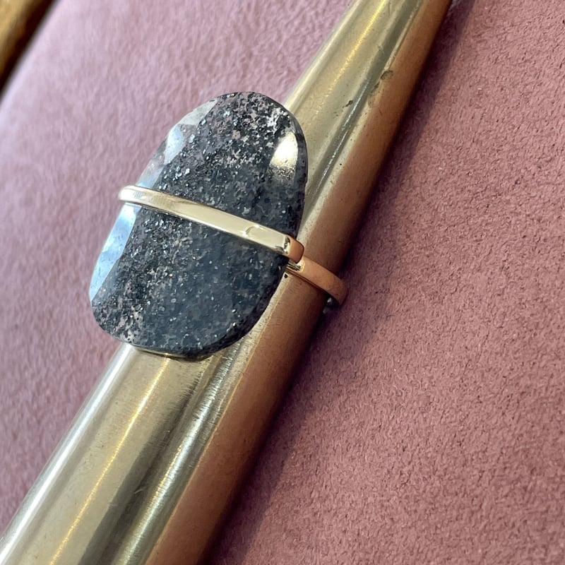 Cosmic Space Ring Aventurescence obsidian | QxQ=82