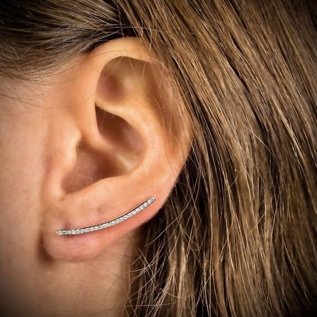 Tiny diamond streamline earcuff ダイヤモンドバーイヤカフK14PG