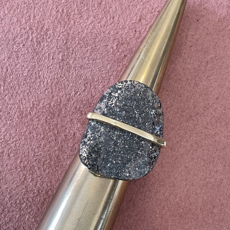 Cosmic Space Ring Aventurescence obsidian | QxQ=82