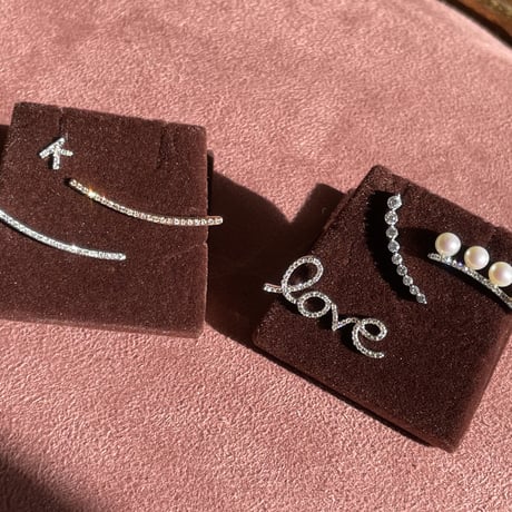 Tiny diamond streamline earcuff ダイヤモンドバーイヤカフK14PG