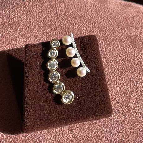 Icicles Diamond and pearl ear climber  K14WG