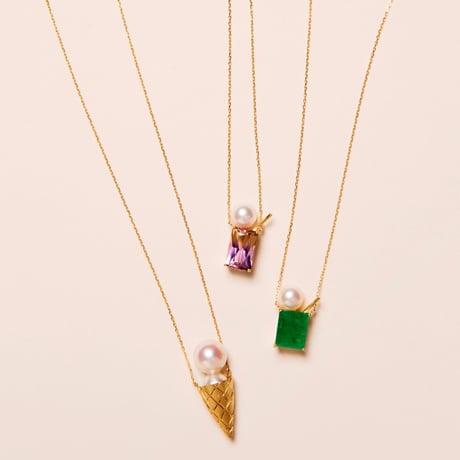 Icecream necklace AkoyaPearl＆K18YG