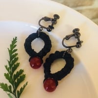 ヘンプと天然石のイヤリング