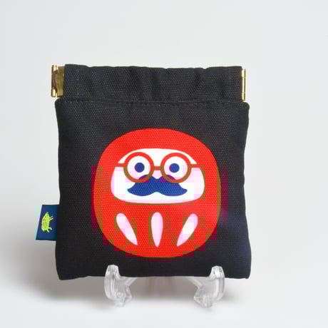 ミニばねポーチ　「まるだるま」黒