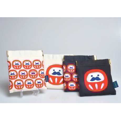 ミニばねポーチ　「まるだるま」黒