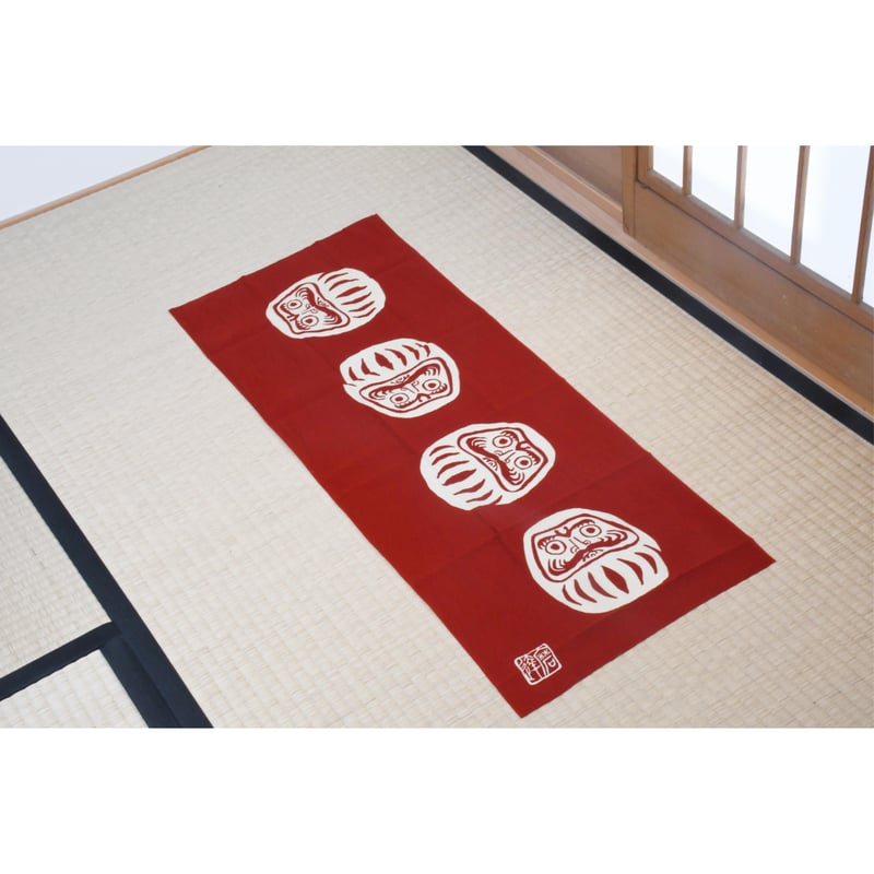 注染手ぬぐい 七転八起 赤 | 白河だるま総本舗