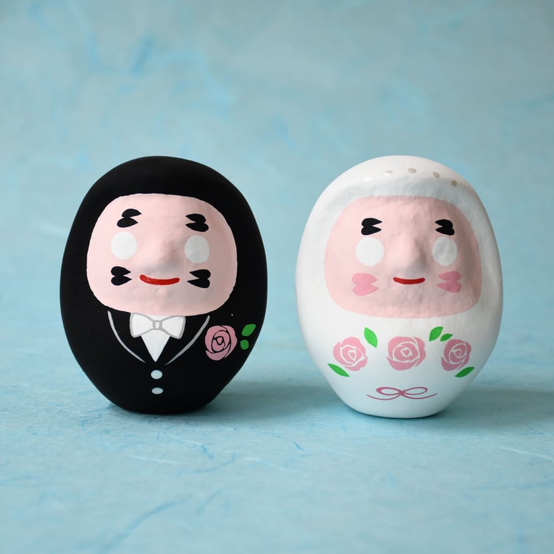 無料文字入れ！婚礼ギフト】新郎新婦だるまセット M | 白河だるま総本舗