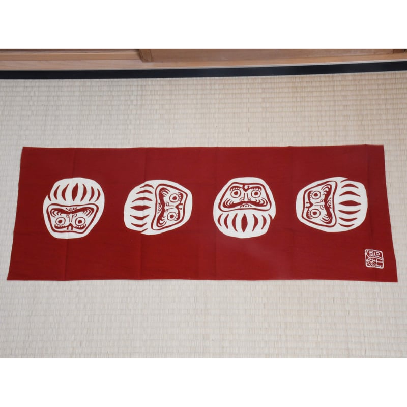 注染手ぬぐい 七転八起 赤 | 白河だるま総本舗