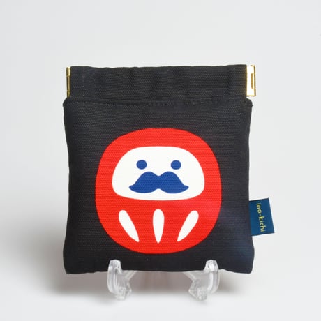 ミニばねポーチ　「まるだるま」黒