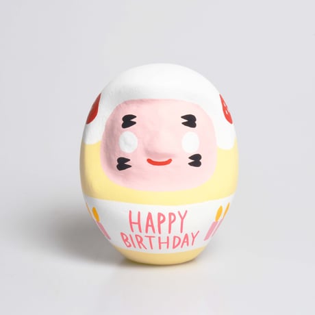ハッピーバースデイだるま　ピンク　Mサイズ