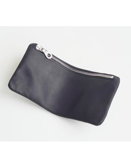 GUIDI CALF 内縫い折財布　シルバージップ