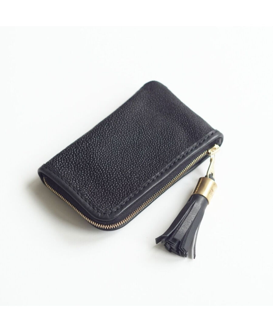 Galuchat Black L字Zipキーケース | Tochca