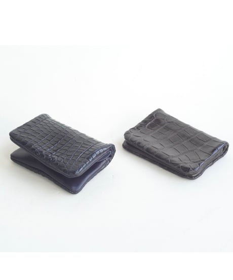 Crocodile×エルバマットNAVY 内縫いカード・ケース