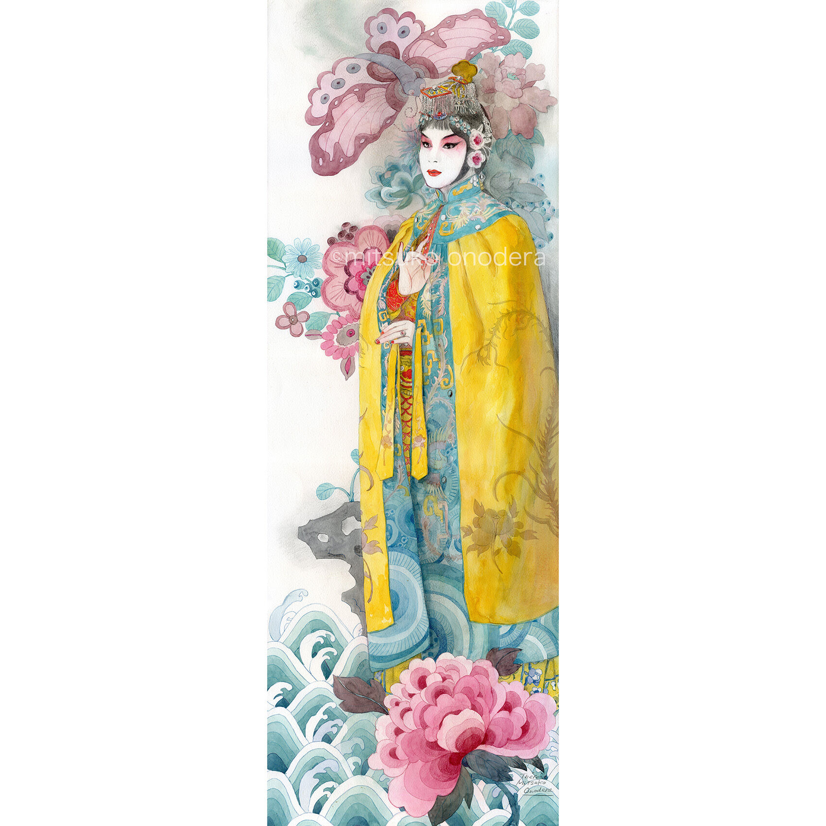 絵師100人展　08 上条衿 複製原画 牡丹蝶 original