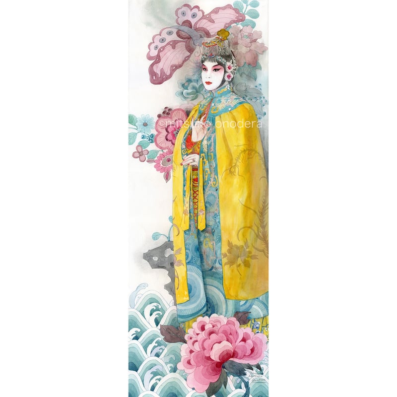 女性の顔と蝶のアートプリント レジンアート ジクレー（高精細アートプリント）「覇王別姫 蝶衣」【大/原画と同じ