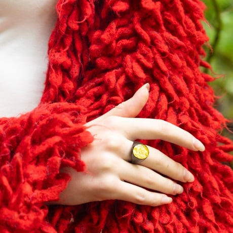Ruteniumu Black Flower Ring