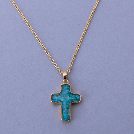Flower Cross Necklace（18K Yellow Gold）