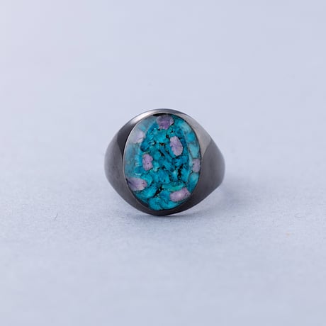Ruteniumu Black Flower Ring