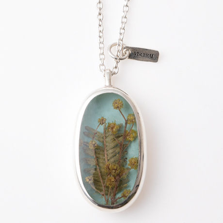 Herbarium Necklace  ・Mimosa・（Sky Blue）