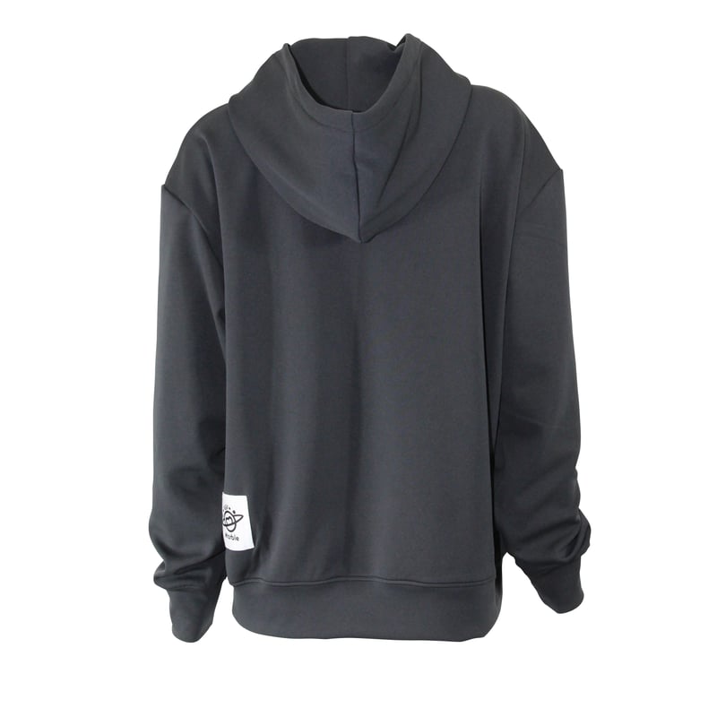 グレーと黒のフード付きパーカー