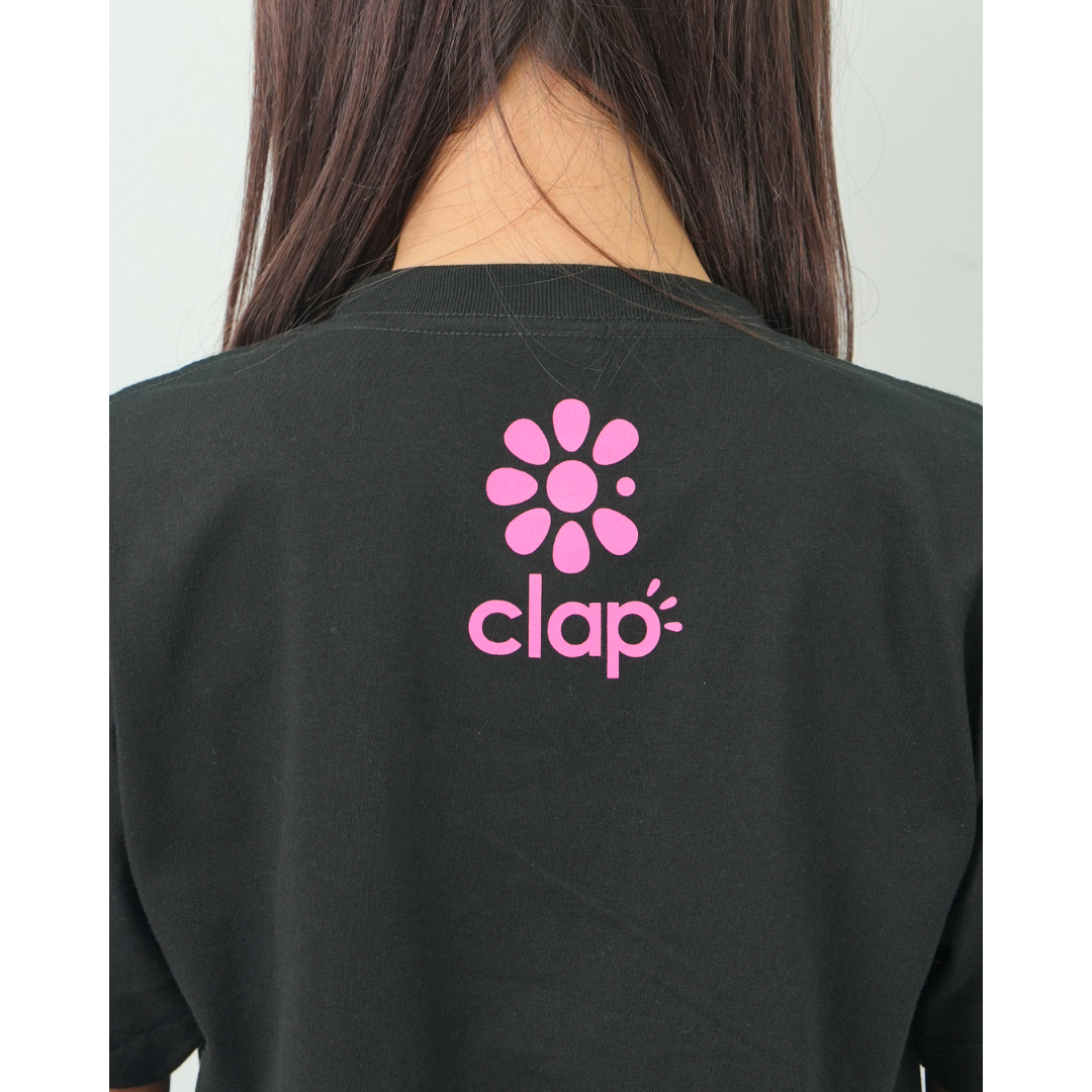 Clap ブラック Tシャツ CLAP） CLAP FLOWER TEE ブラック | フィットネスウェアショップ