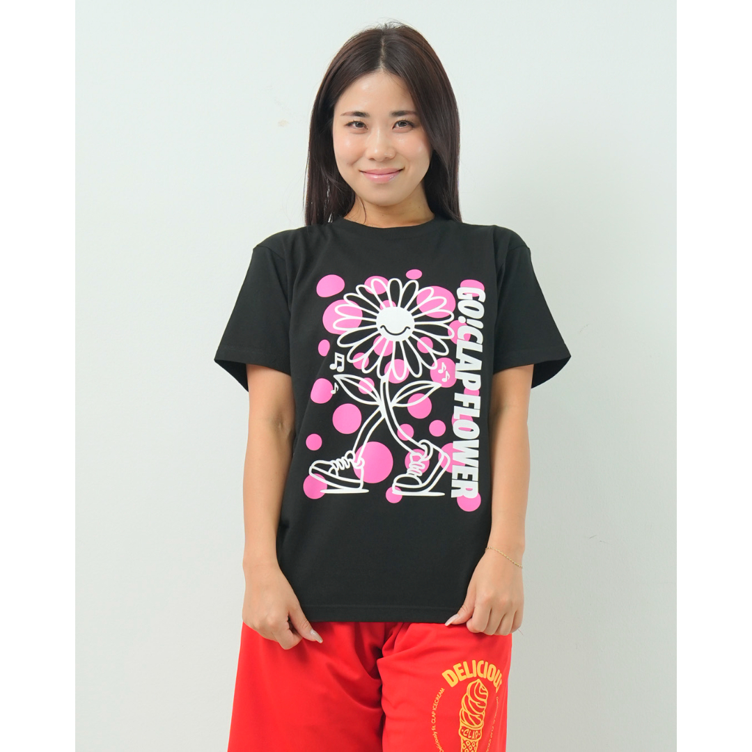 CLAP） CLAP FLOWER TEE ブラック | フィットネスウェアショップ