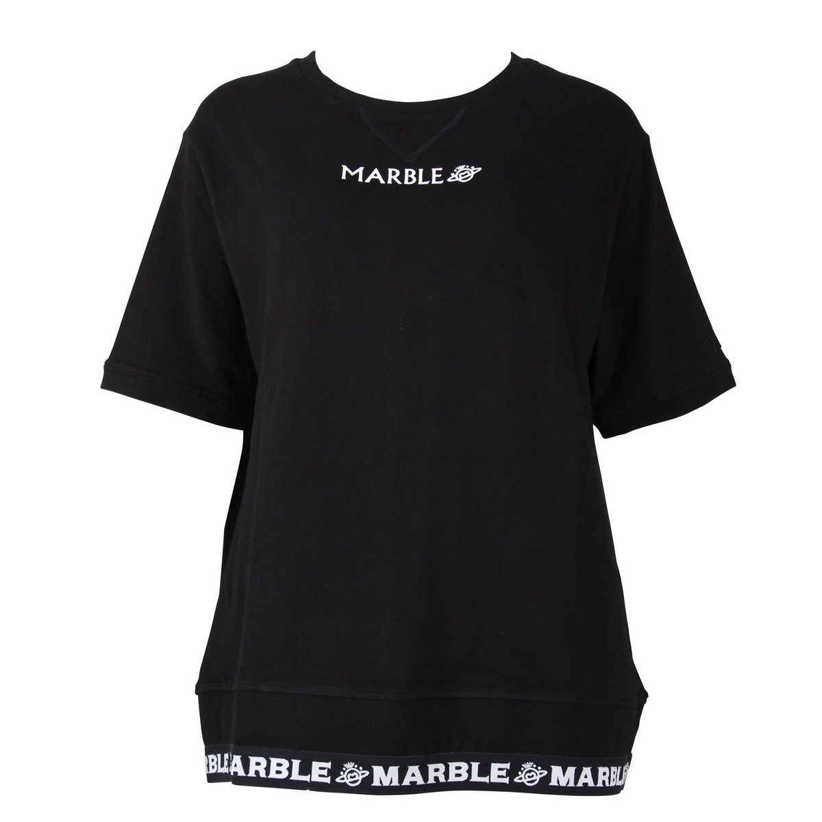 Marble）U2308-102 リブ付Tシャツ BLACK UNISEX-MサイズLサイズ