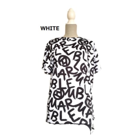 （Marble催事限定商品セール）SU2604-105　総柄ﾄﾞﾛｽﾄ付BigT　WHITE　BROWN　UNISEX M