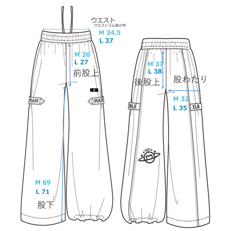 （Marble）L2511-607 ワイドロングパンツ BLACK　LADIES M・L