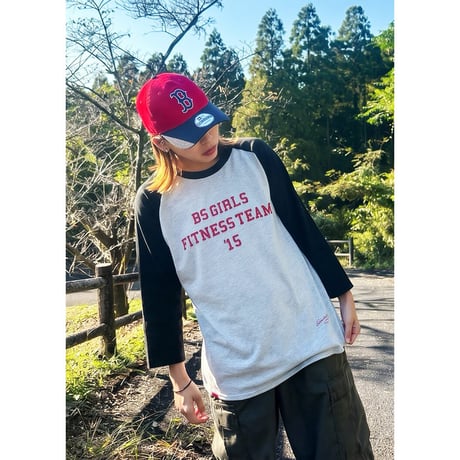 ANYTIME GIRLS 3/4 SLEEVE BASEBALL Tee　ヘザーグレー x ブラック　MサイズLサイズ